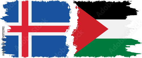 Palestine and Iceland grunge flags connection vector
