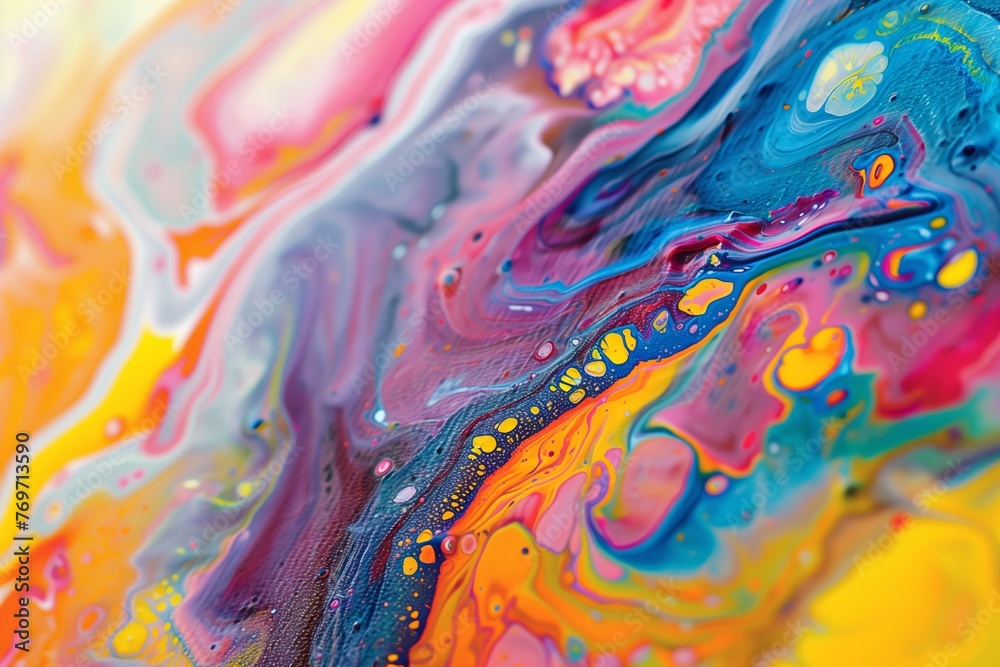 Fototapeta premium Vivid colors swirling in an abstract fluid art