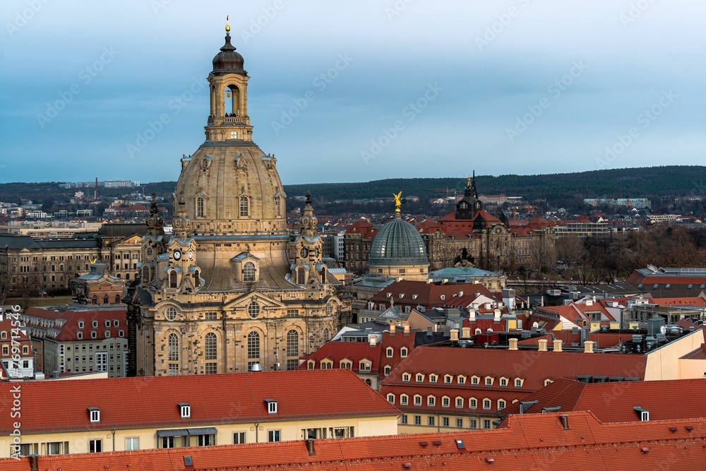 Scenic view of Frauenkirche Dresden, Church of Our Lady. Germany.