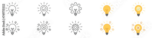 Idea lightbulb icon. Inspiration creativity lamp vector icon collection.