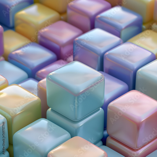 Background from volumetric smooth cubes of different colors. View from above