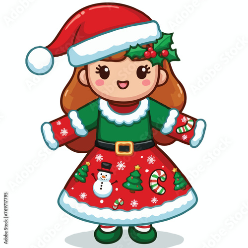 cute chrismas drees vector on white background