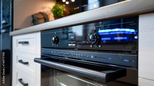 The Integration of a Modern Black Induction Cooktop with an Energy-Efficient Built-In Oven in the Contemporary Kitchen