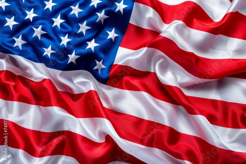 Background Of a Bright American Flag Blowing In The Wind