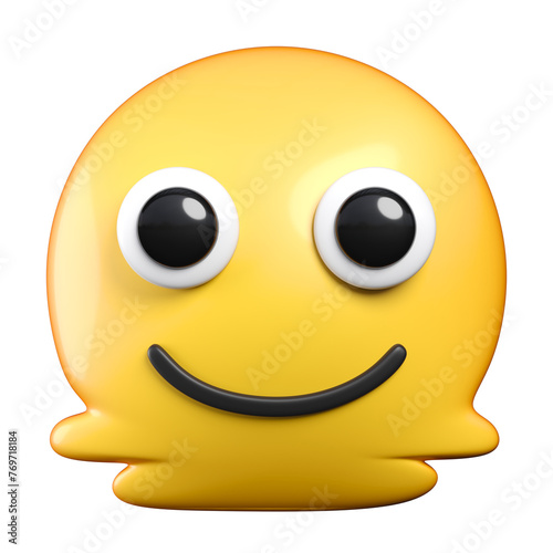 Melting Face emoji, a smiley face melting into a puddle, emoticon 3d rendering