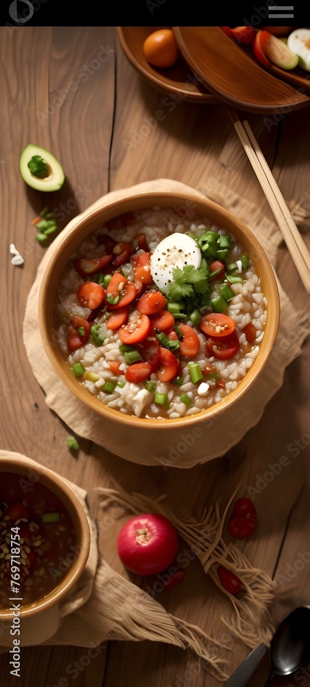 Fototapeta premium vegetable soup with meat,Health Benefits of Chaat Ingredients,Traditional vs. Modern Chaat Recipes, mix food in traditional pot, traditional mix food recipes , mix food with tomato salad