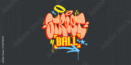 Abstract Hip Hop Hand Written Urban Street Art Graffiti Style Word Streetball Vector Illustration