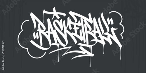 Cool Trendy Abstract Hip Hop Urban Street Art Graffiti Style Word Basketball Vector Illustration