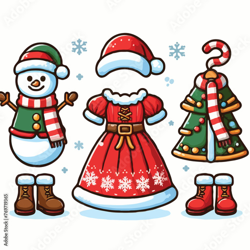 cute chrismas drees vector on white background