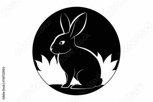 rabbit image circle logo silhouette black vector illustration photo