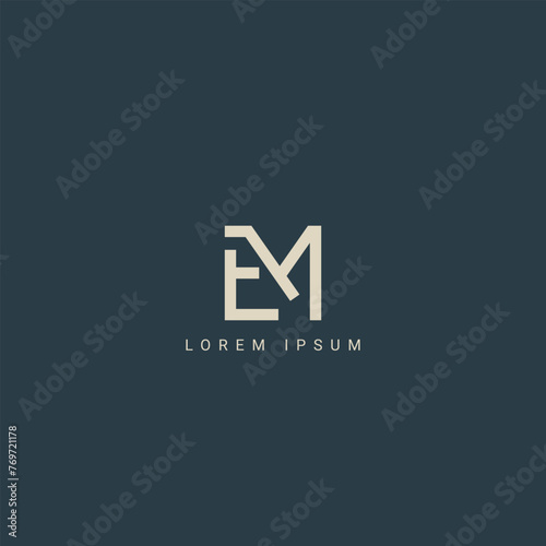 Minimal creative initial based ME logo and EM logo. Letter ME EM creative elegant monogram white color on black background