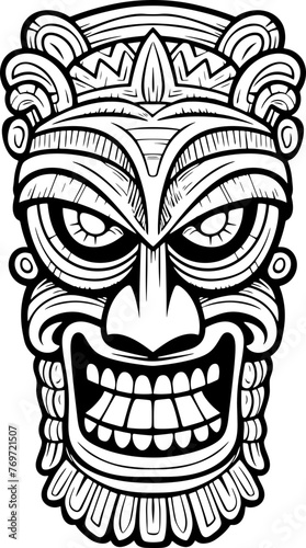 Handdrawn tiki mask drawing