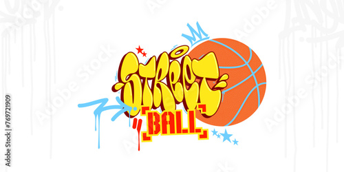 Cool Trendy Abstract Hip Hop Urban Street Art Graffiti Style Word Streetball Vector Illustration