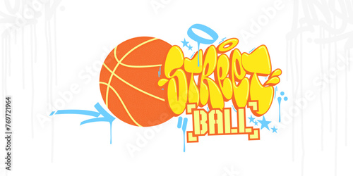 Abstract Hip Hop Urban Street Art Graffiti Style Word Streetball Vector Illustration
