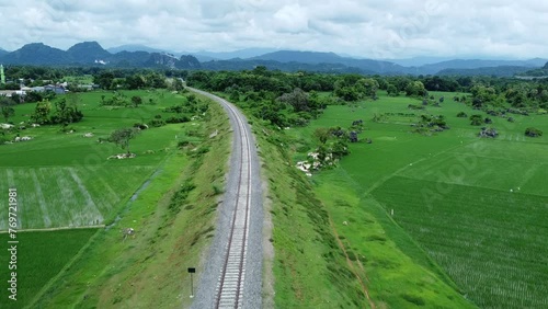 Wallpaper Mural View of railway tracks in rural Indonesia in the afternoon Torontodigital.ca
