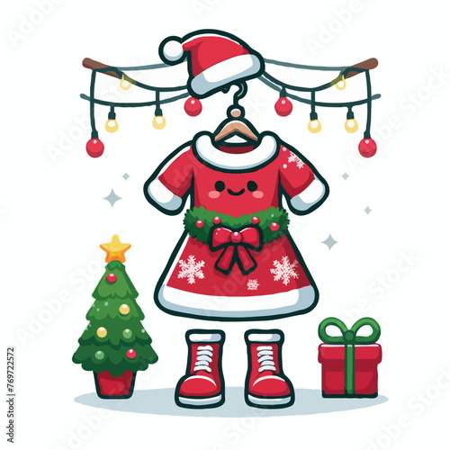 cute chrismas drees vector on white background