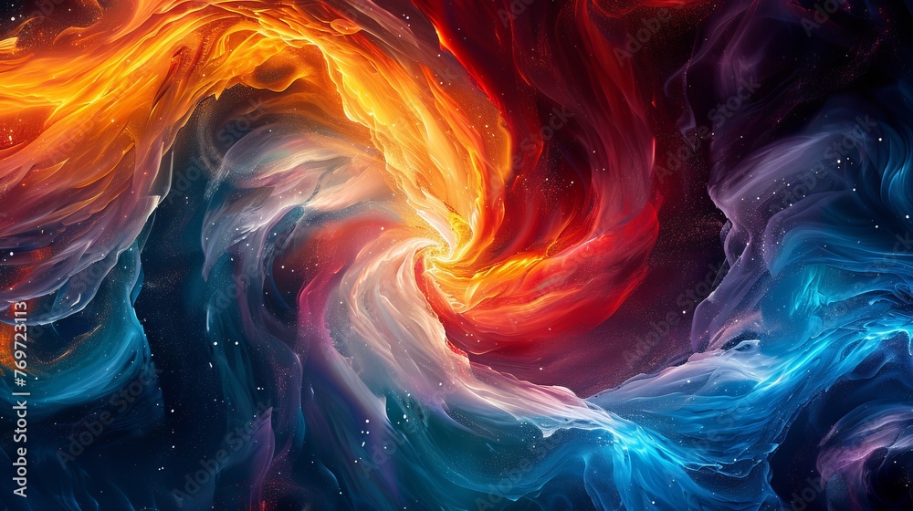 Vibrant, swirling patterns of color merging and diverging Vibrant, swirling patterns of color merging and diverging