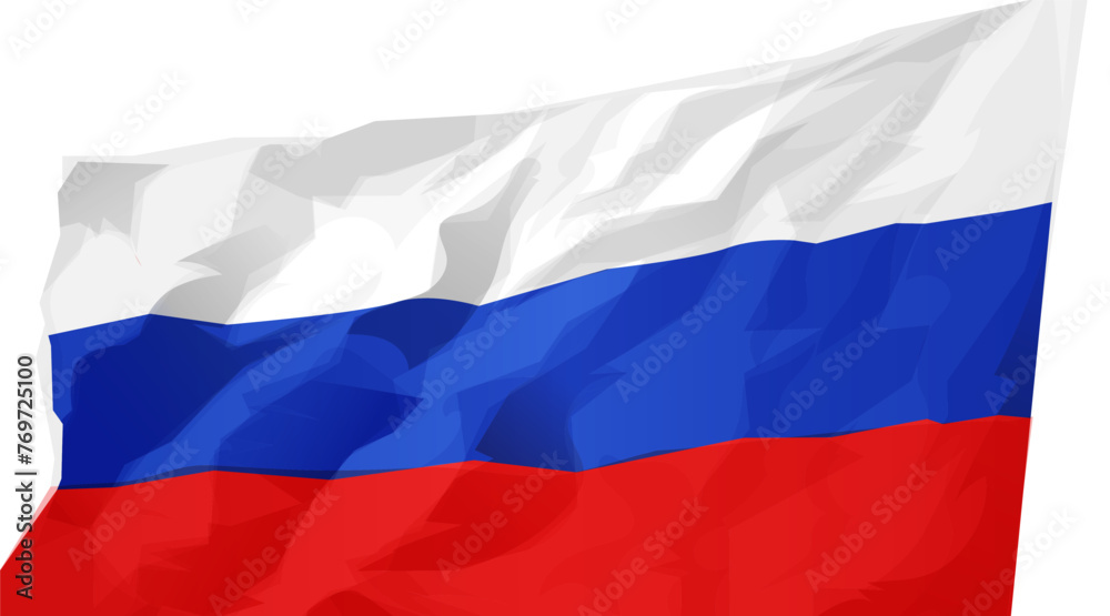 Fototapeta premium Waving realistic russian flag isolated on white background. Vector illustration.