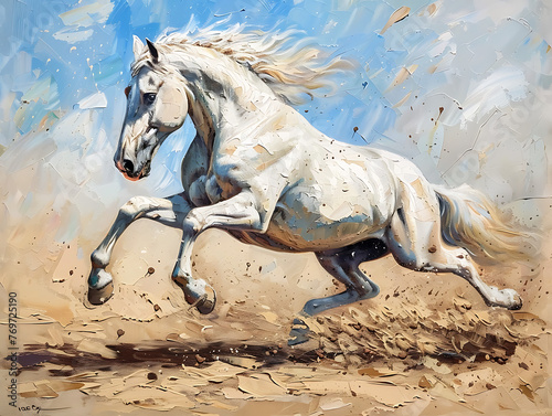 Painting horse wall art  a symbol of progress and strength.