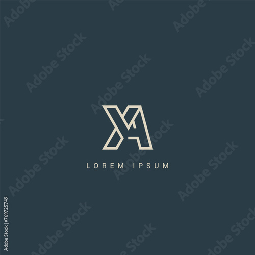 Minimal creative initial based YA logo and AY logo. Letter AY YA creative elegant monogram white color on black background