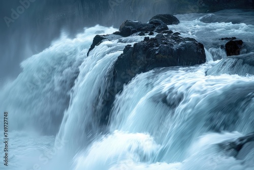 Grizzly Bears Catching Salmon at Long Exposure Waterfall  Captivating Wildlife Photography