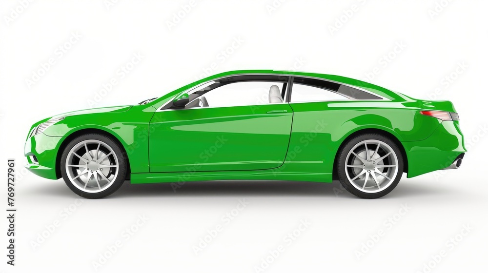 Isolated Green Car for Transportation: White Luxury Automobile for Fast Speeds