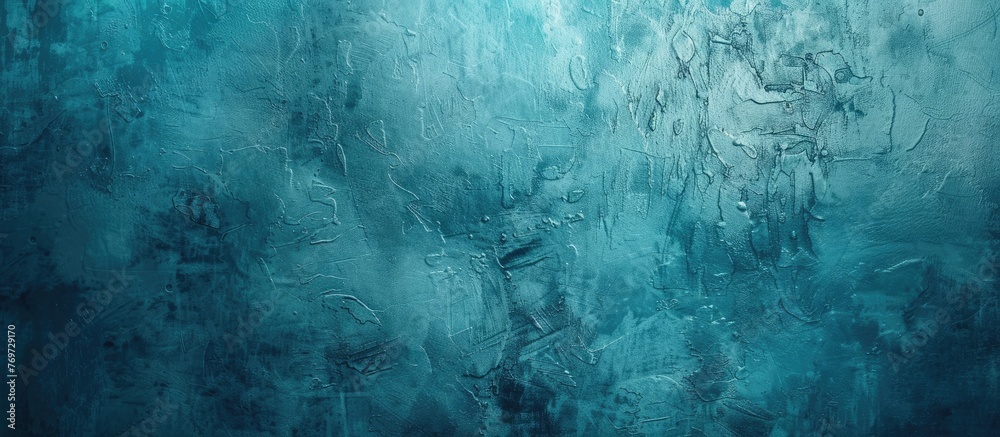 Abstract textured wall background in shades of blue and teal. - obrazy, fototapety, plakaty 