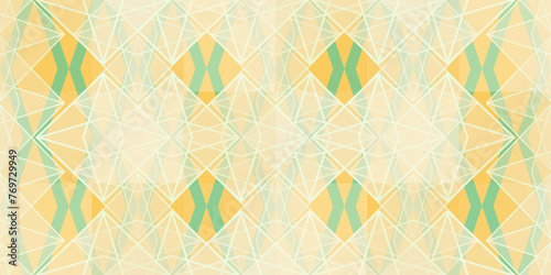 seamless pattern with geometric elements, abstract vector art, colorful texture in yellow white green, abstract graphic ornament, repeating patterm, ideal for fashion, textiles, paper design, summer
