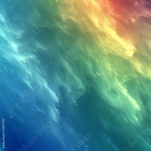 A digital art composition featuring an abstract background with swirling waves of light blue and green, resembling flowing fabric.