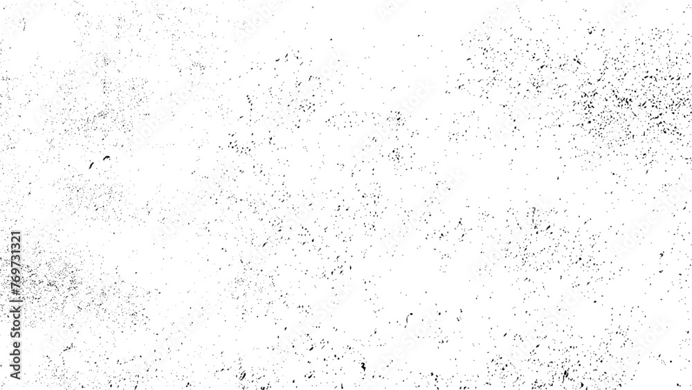 Black grainy texture isolated on white background. Dust overlay. Dark noise granules. Black spots on white background, black drops texture, bokeh, abstraction. Vector design elements