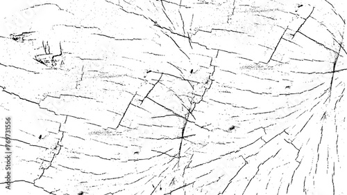 Vector texture with many cracks and scratches. vintage black and white drawing of a grunge crack in the old wall. Dry wood effect.