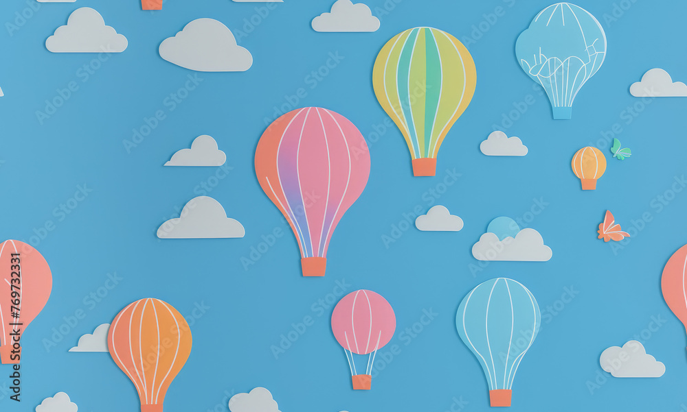 Balloons. Abstract seamless pattern. AI generated.