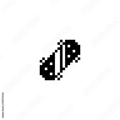 Skateboard emoji, pixel art style icon. Elements for web, sport activities, logo. Skiing equipment isolated on white background vector illustration. 