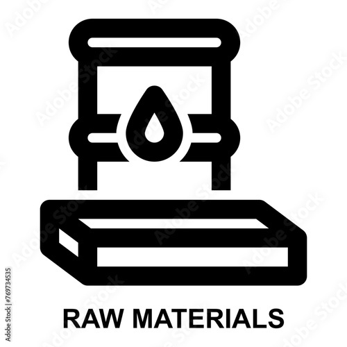 raw materials, feedstock, unprocessed material, basic material, manufacturing, crude oil expanded outline style icon for web mobile app presentation printing