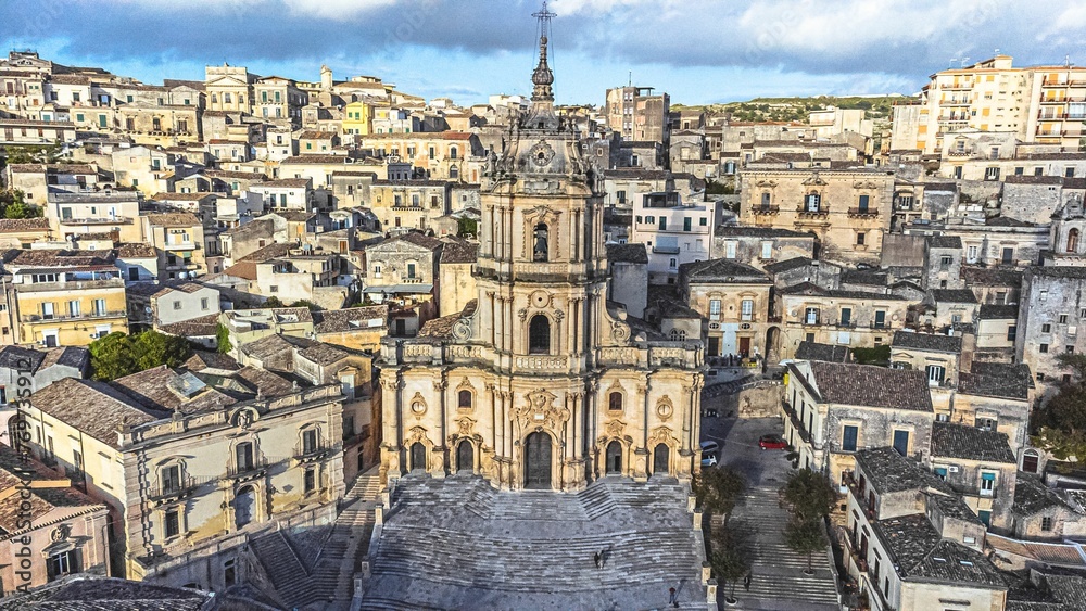 Aerial view of cityscape Sicily surrounded by buildings