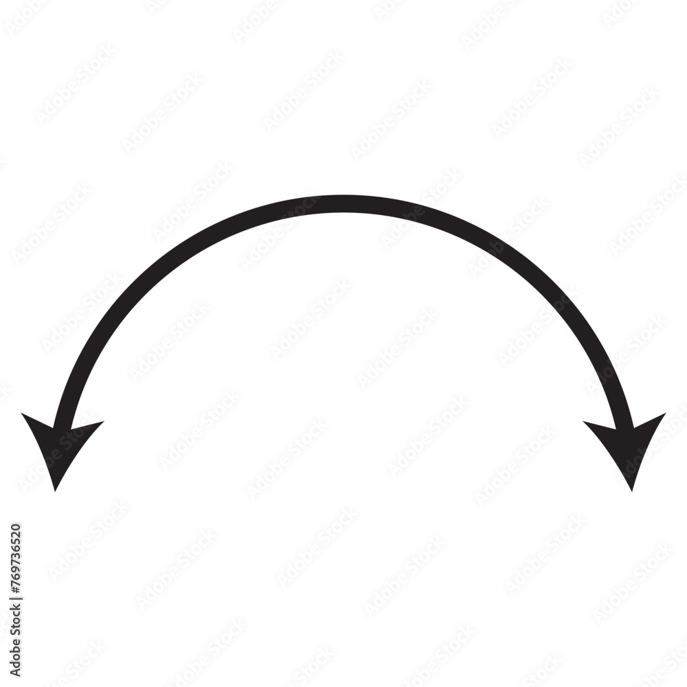 Dual semi circle arrow. Vector illustration. Semicircular curved thin long double ended arrow. Replaceable vector design. Dual semi circle arrow. Vector illustration. Semicircular curved thin long double ended arrow. Replaceable vector design.