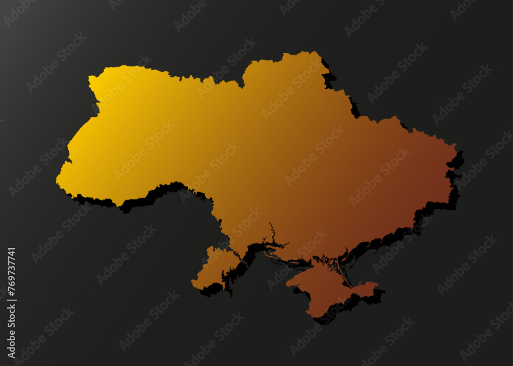 Vector map Ukraine gold material, Europe country Vector map Ukraine gold material, Europe country