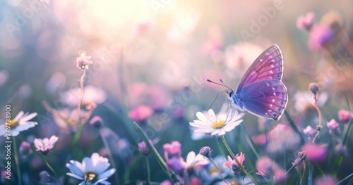 KS Beautiful spring nature background with a purple butte. © กิตติพัฒน์ สมนาศักดิ