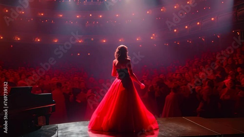 Russia, St. Petersburg 25,05,2017 The concert of the Russian folk song Tikhvin, An opera singer performs in front of a large audience, AI Generated photo
