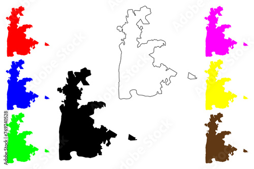 Quibdo city (Republic of Colombia) map vector illustration, scribble sketch Quibdó map