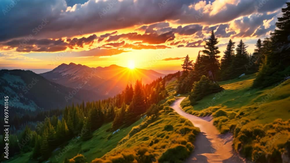 Sunset in the mountains. Sunrise in the Carpathian Mountains, Beautiful sunset in the mountains at the top of a hike, and in the valley, AI Generated Sunset in the mountains. Sunrise in the Carpathian Mountains, Beautiful sunset in the mountains at the top of a hike, and in the valley, AI Generated
