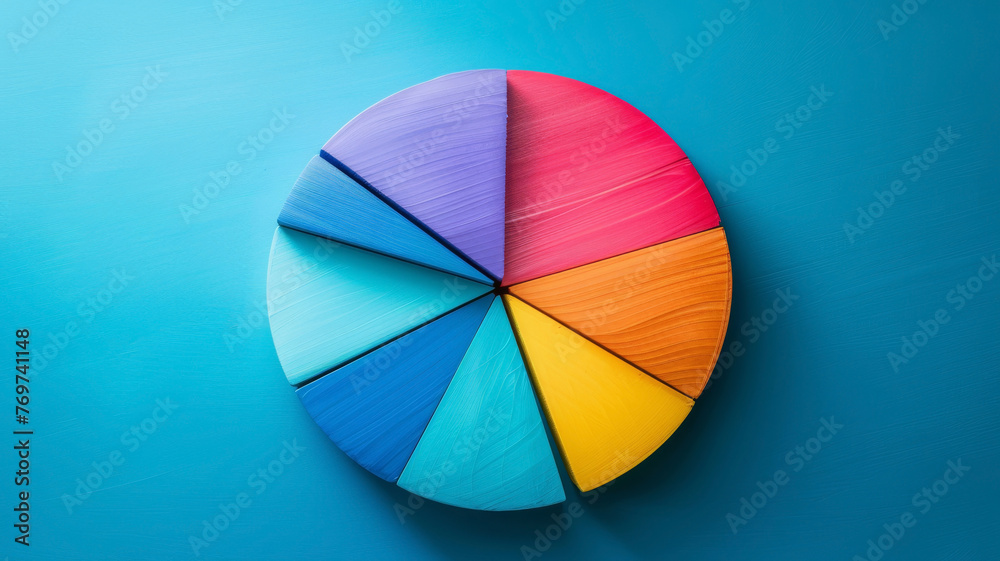 Fototapeta premium Abstract pie chart with different colors for market share