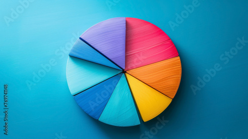 Abstract pie chart with different colors for market share