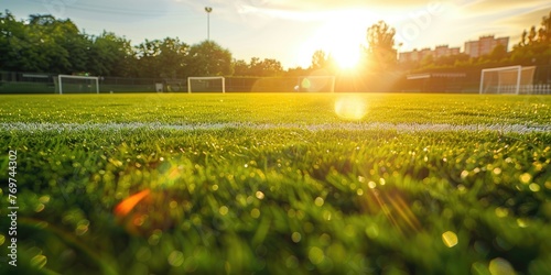 Soccer field green grass at...