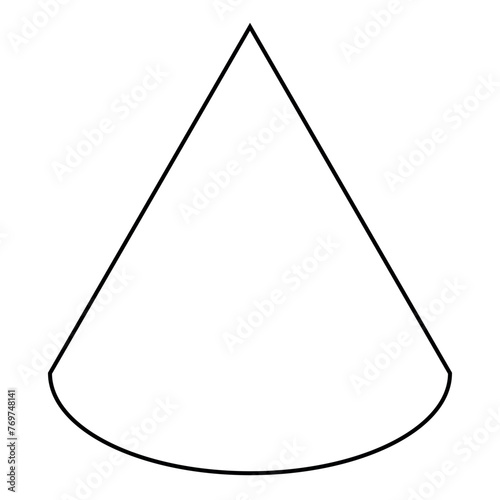 Cone shape, black and white vector illustration