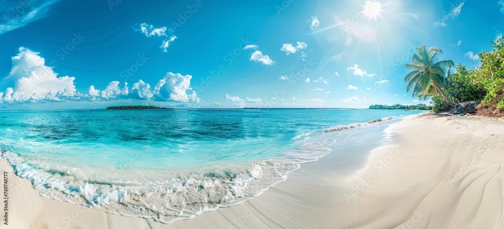 Fototapeta premium : KS Beautiful beach with white sand and turquoise water.