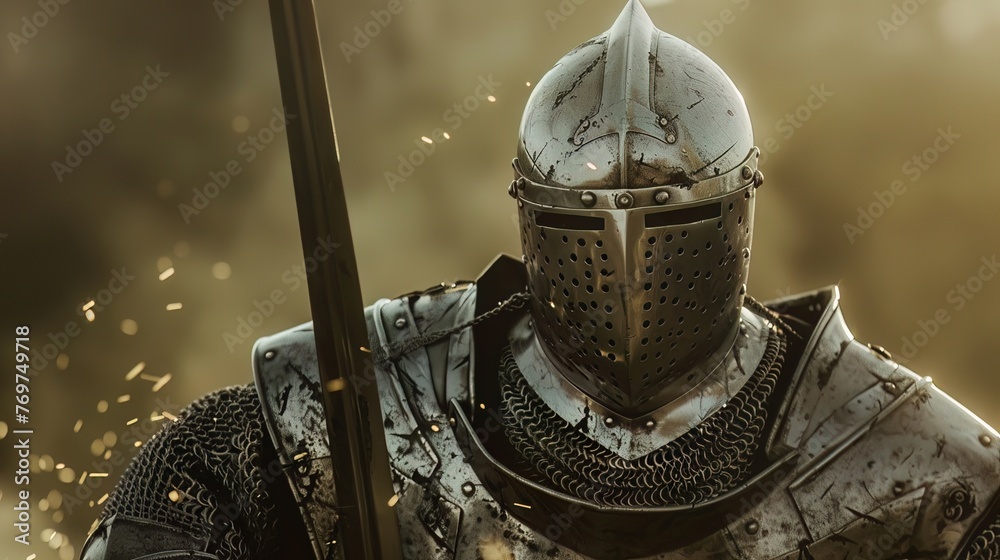 A knight in shining armor leading a charge, embodying leadership and ...