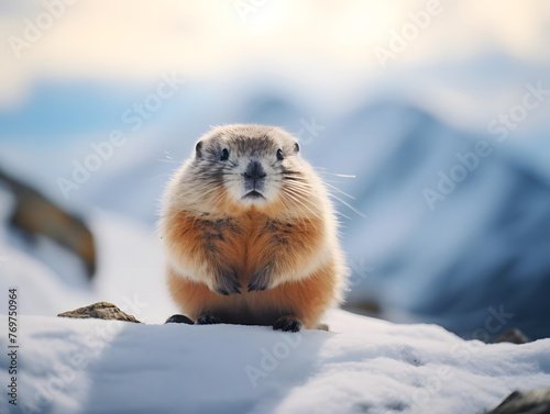Arctic Lemming in Snowy Tundra Home. generative ai