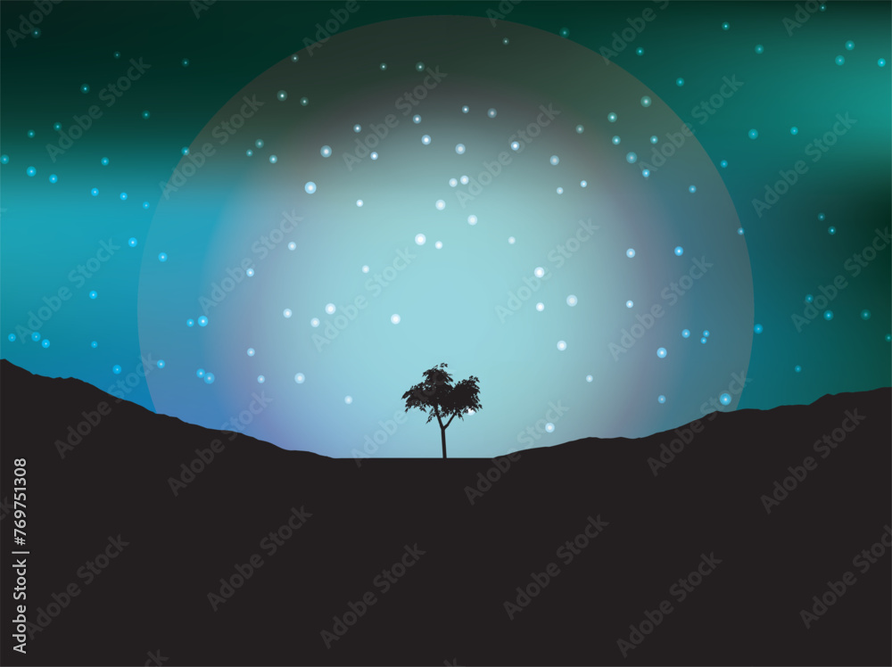 night sea landscape background