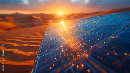 A An advanced solar cell panel gleaming under the intense sunlight Generative ai photo